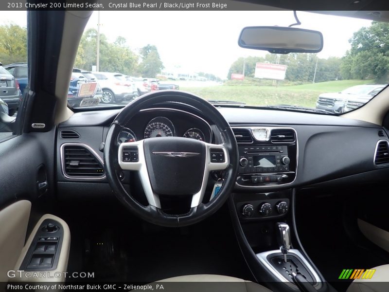 Crystal Blue Pearl / Black/Light Frost Beige 2013 Chrysler 200 Limited Sedan
