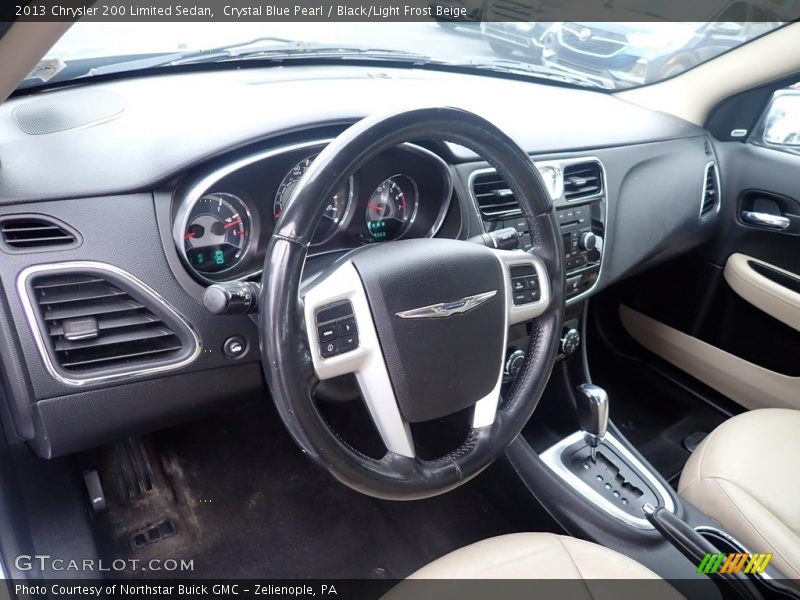 Crystal Blue Pearl / Black/Light Frost Beige 2013 Chrysler 200 Limited Sedan