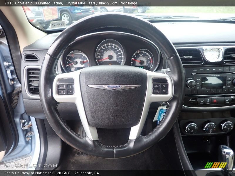 Crystal Blue Pearl / Black/Light Frost Beige 2013 Chrysler 200 Limited Sedan