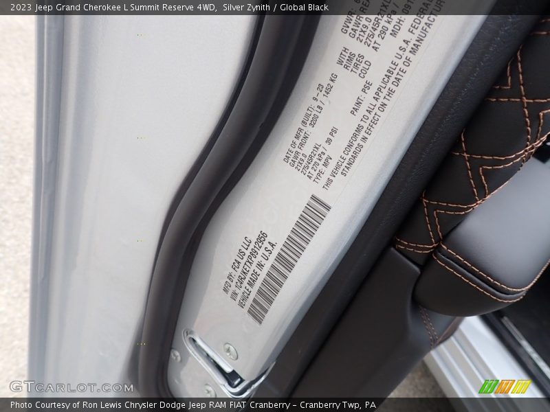 2023 Grand Cherokee L Summit Reserve 4WD Silver Zynith Color Code PSE