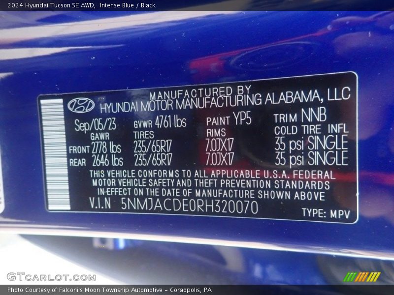 Intense Blue / Black 2024 Hyundai Tucson SE AWD