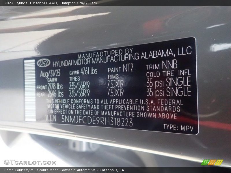 Hampton Gray / Black 2024 Hyundai Tucson SEL AWD