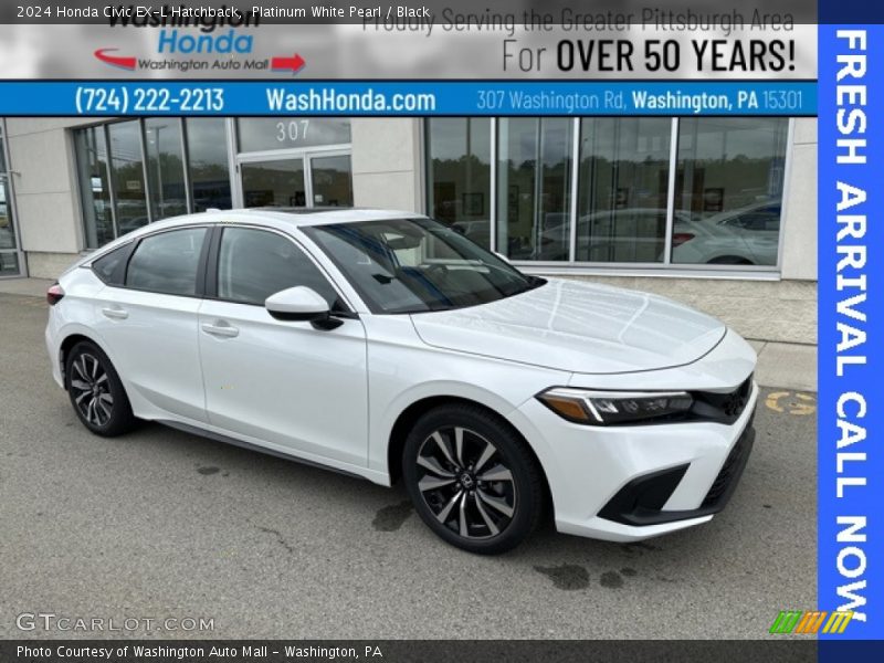 Platinum White Pearl / Black 2024 Honda Civic EX-L Hatchback