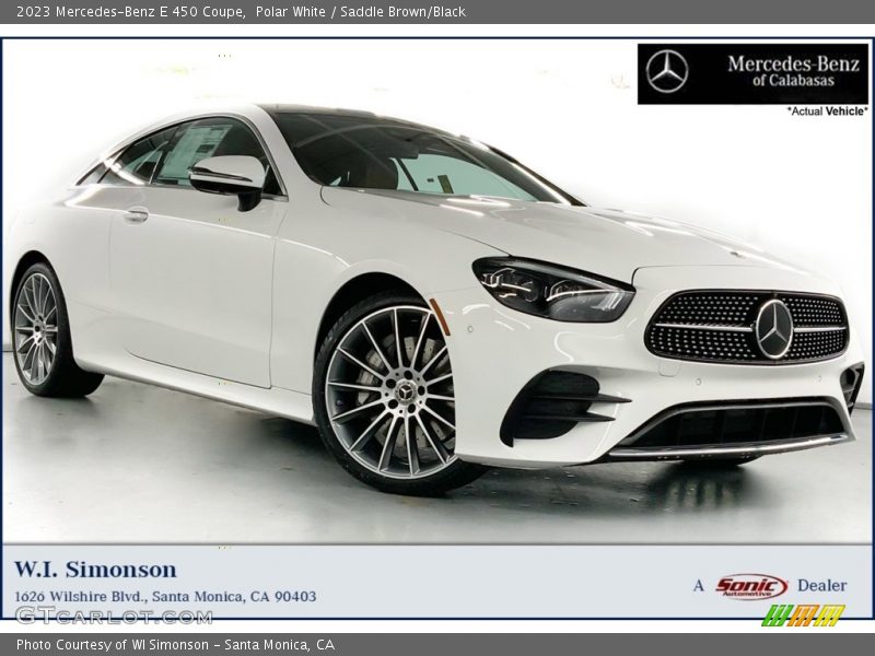 Polar White / Saddle Brown/Black 2023 Mercedes-Benz E 450 Coupe