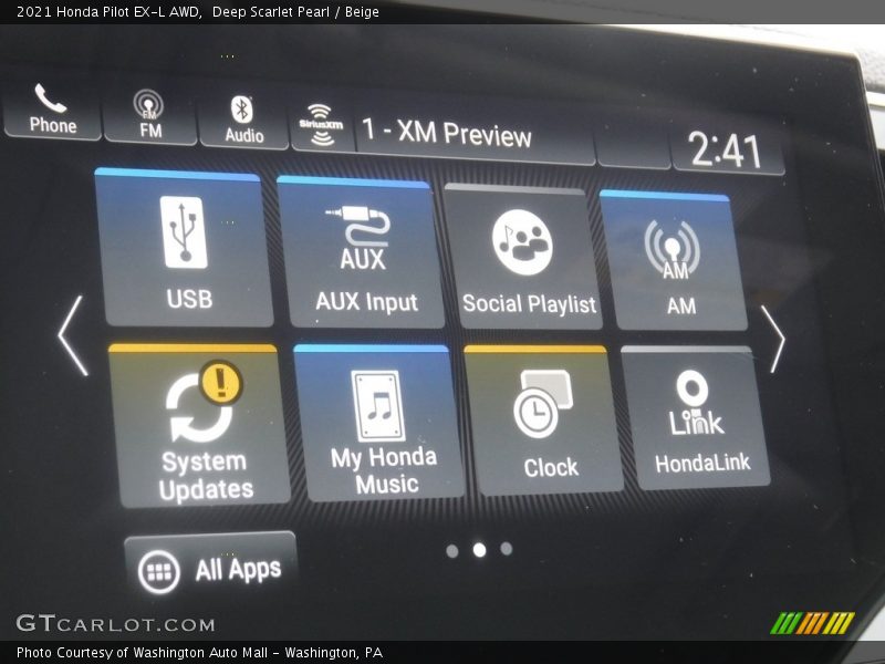 Deep Scarlet Pearl / Beige 2021 Honda Pilot EX-L AWD