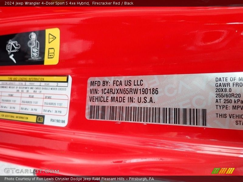 Firecracker Red / Black 2024 Jeep Wrangler 4-Door Sport S 4xe Hybrid