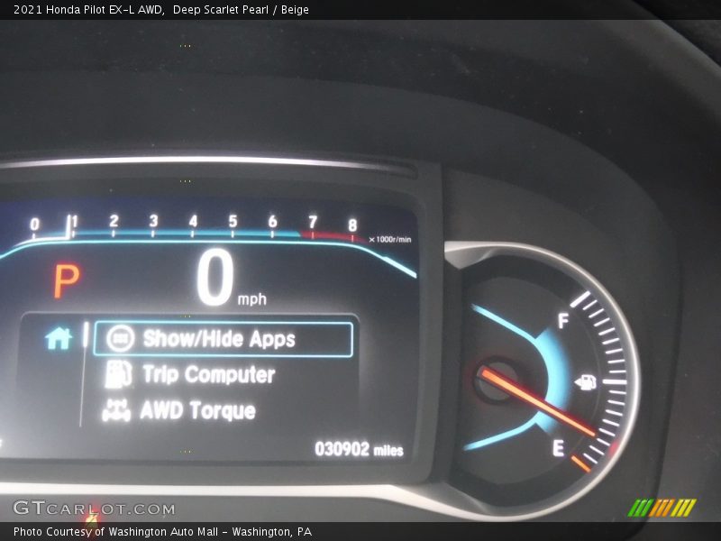Deep Scarlet Pearl / Beige 2021 Honda Pilot EX-L AWD