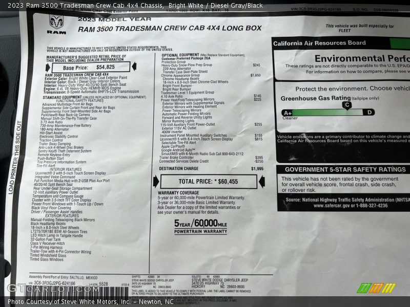 Bright White / Diesel Gray/Black 2023 Ram 3500 Tradesman Crew Cab 4x4 Chassis