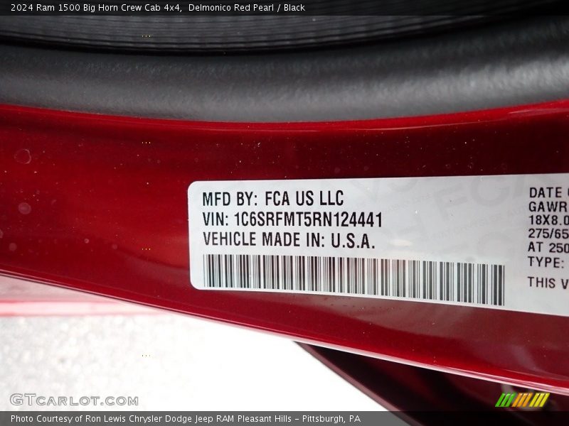 Delmonico Red Pearl / Black 2024 Ram 1500 Big Horn Crew Cab 4x4