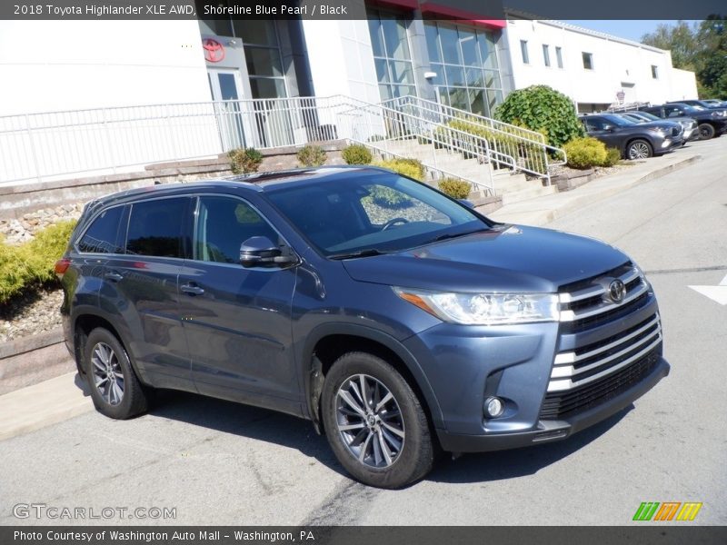 Shoreline Blue Pearl / Black 2018 Toyota Highlander XLE AWD
