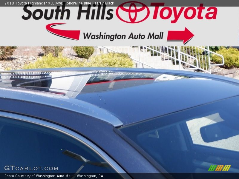 Shoreline Blue Pearl / Black 2018 Toyota Highlander XLE AWD