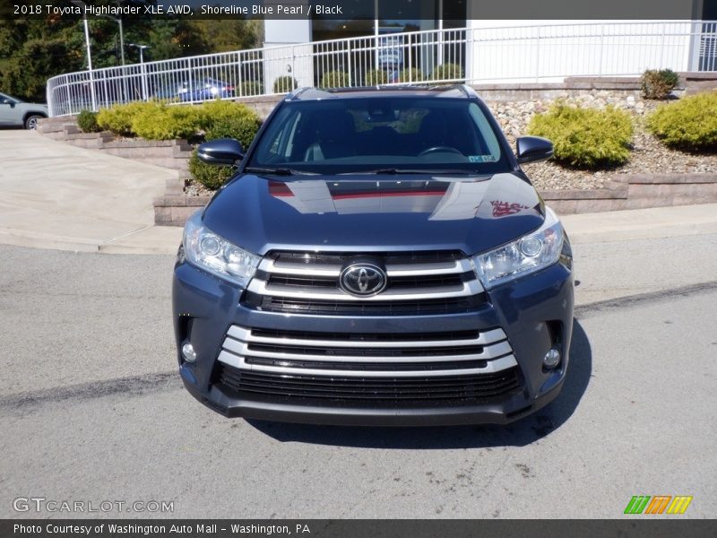 Shoreline Blue Pearl / Black 2018 Toyota Highlander XLE AWD