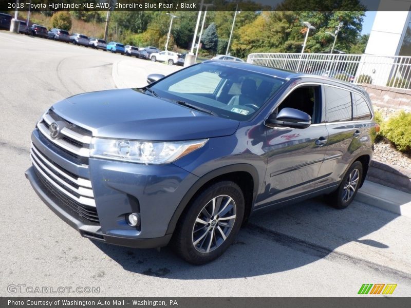 Shoreline Blue Pearl / Black 2018 Toyota Highlander XLE AWD