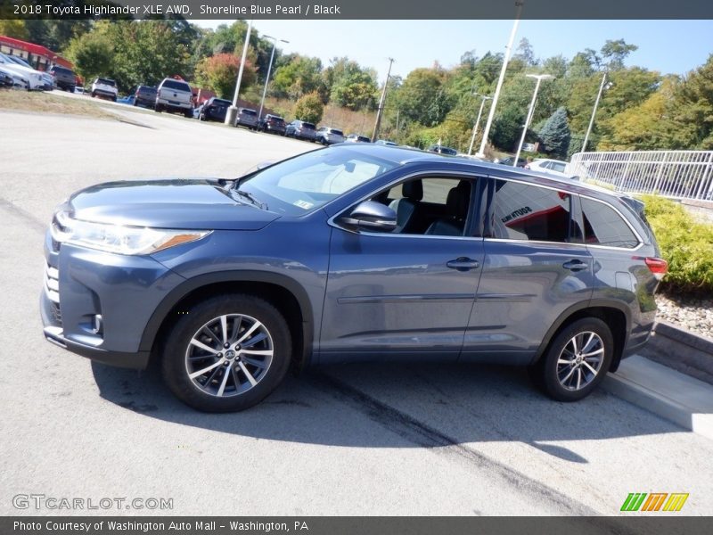 Shoreline Blue Pearl / Black 2018 Toyota Highlander XLE AWD