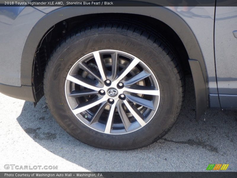 Shoreline Blue Pearl / Black 2018 Toyota Highlander XLE AWD