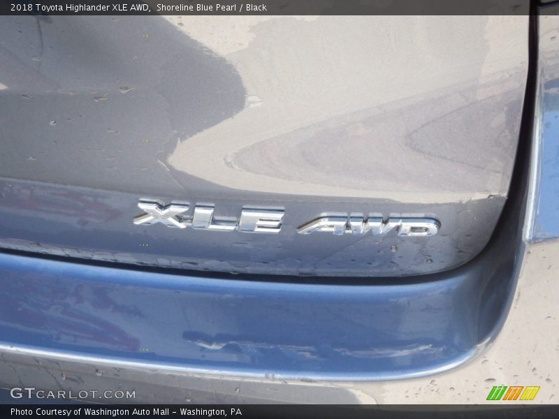 Shoreline Blue Pearl / Black 2018 Toyota Highlander XLE AWD