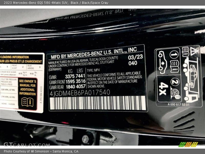 2023 EQS 580 4Matic SUV Black Color Code 040