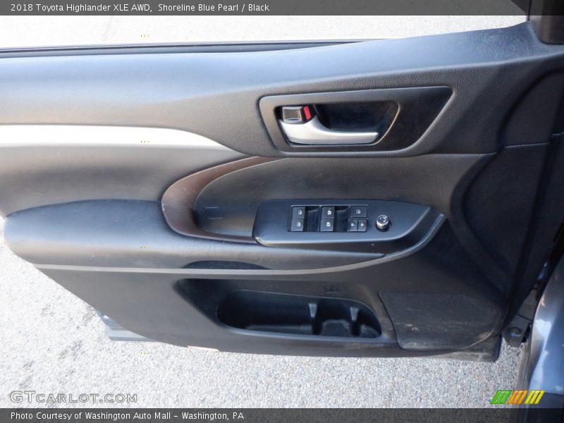 Shoreline Blue Pearl / Black 2018 Toyota Highlander XLE AWD