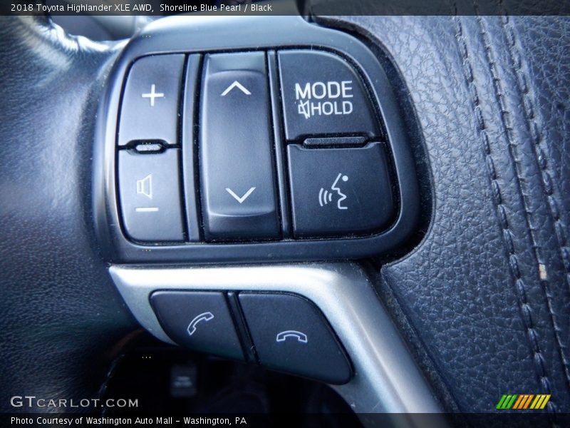 Shoreline Blue Pearl / Black 2018 Toyota Highlander XLE AWD