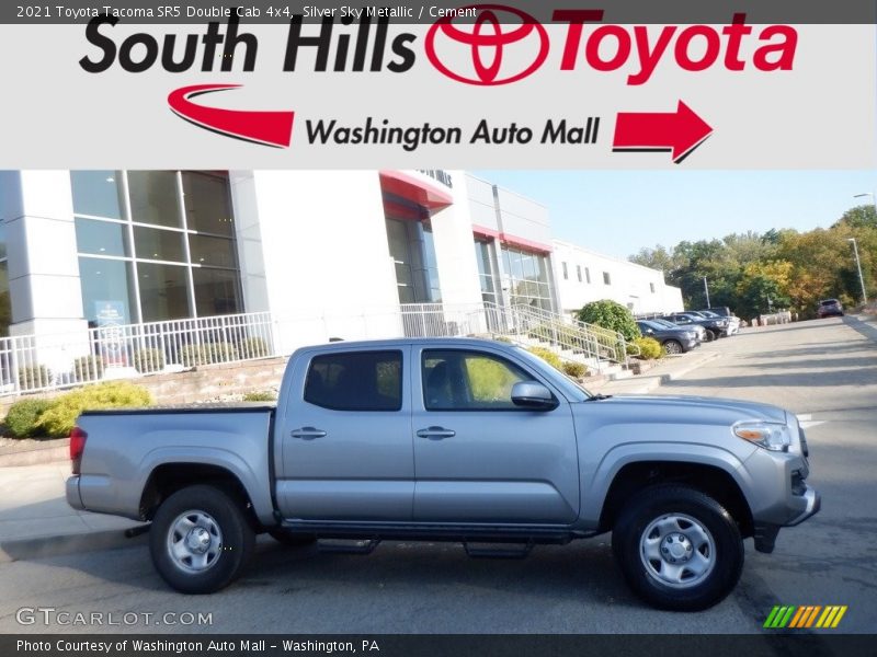 Silver Sky Metallic / Cement 2021 Toyota Tacoma SR5 Double Cab 4x4