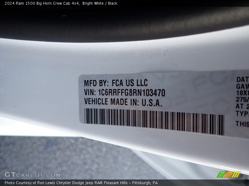 Bright White / Black 2024 Ram 1500 Big Horn Crew Cab 4x4