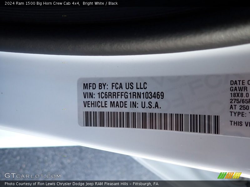 Bright White / Black 2024 Ram 1500 Big Horn Crew Cab 4x4