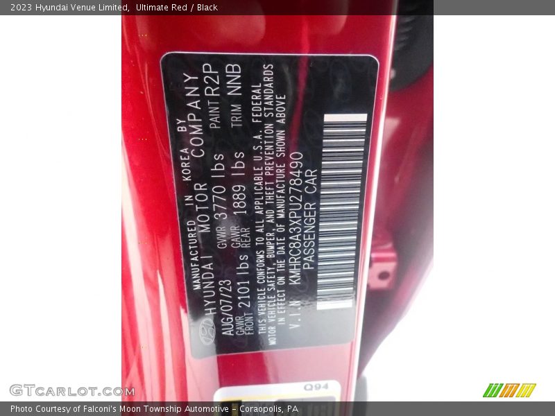 2023 Venue Limited Ultimate Red Color Code R2P