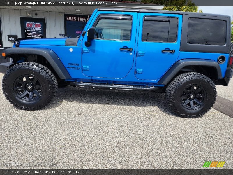 Hydro Blue Pearl / Black 2016 Jeep Wrangler Unlimited Sport 4x4