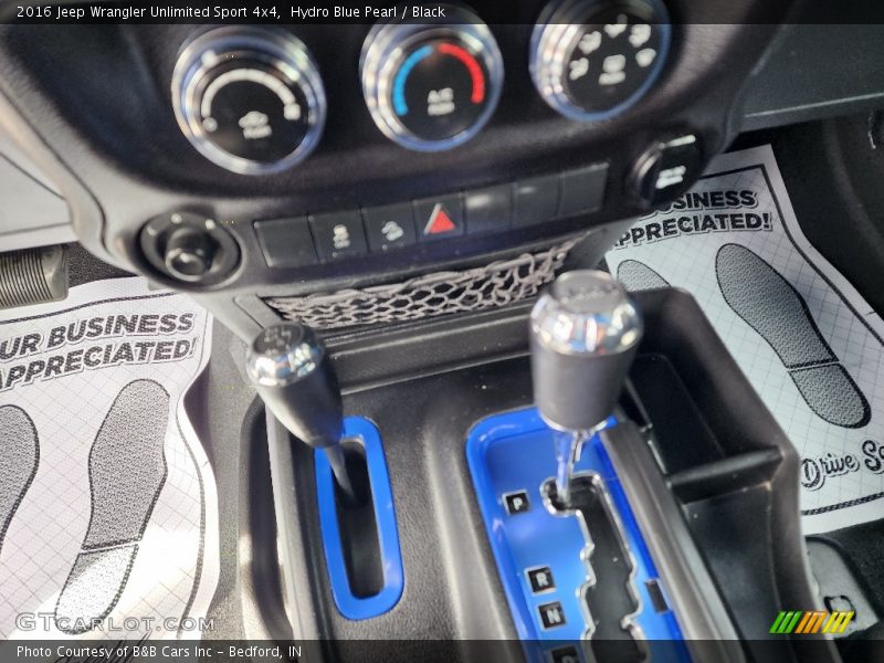 Hydro Blue Pearl / Black 2016 Jeep Wrangler Unlimited Sport 4x4