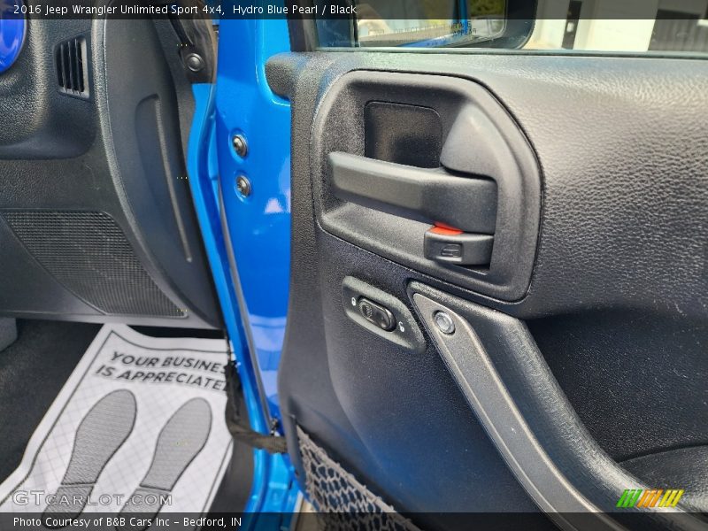 Hydro Blue Pearl / Black 2016 Jeep Wrangler Unlimited Sport 4x4