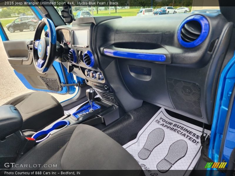 Hydro Blue Pearl / Black 2016 Jeep Wrangler Unlimited Sport 4x4