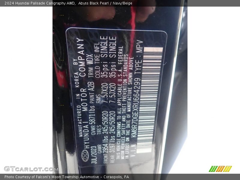 2024 Palisade Calligraphy AWD Abyss Black Pearl Color Code A2B