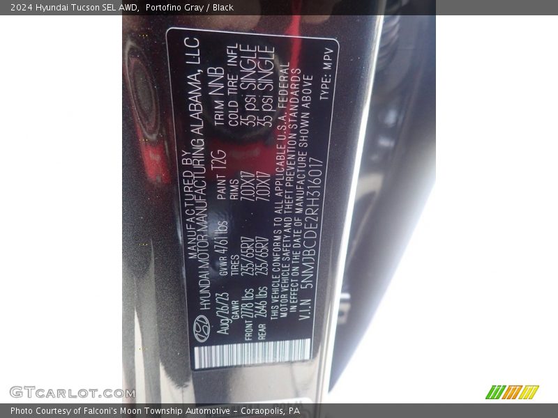 Portofino Gray / Black 2024 Hyundai Tucson SEL AWD