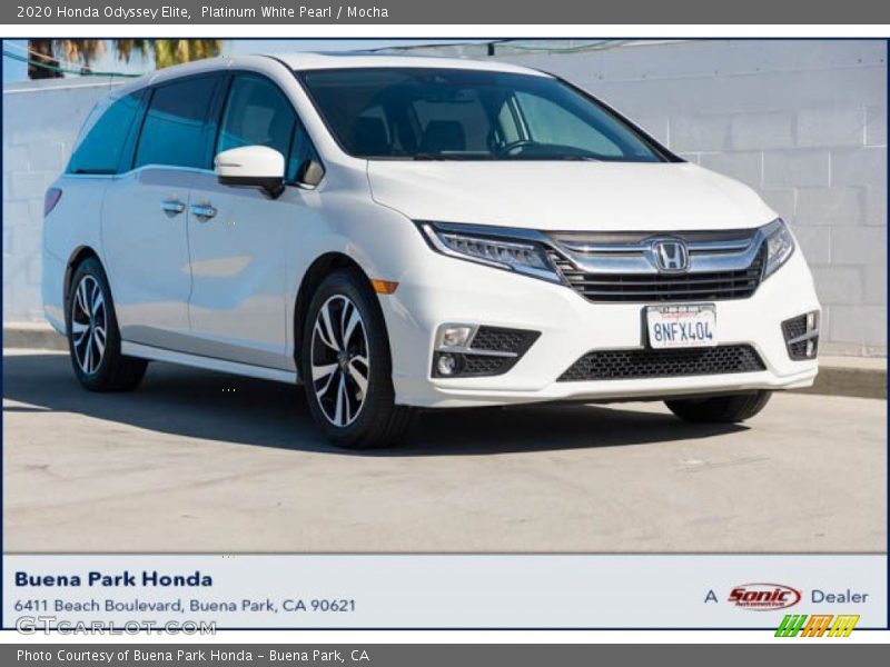Platinum White Pearl / Mocha 2020 Honda Odyssey Elite
