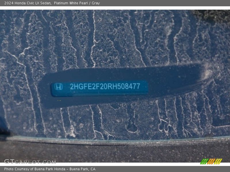 Platinum White Pearl / Gray 2024 Honda Civic LX Sedan