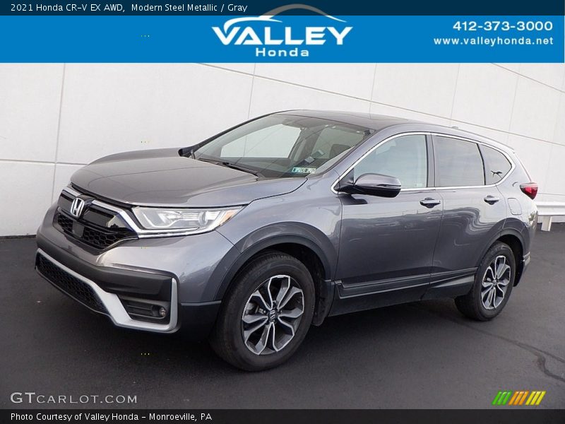 Modern Steel Metallic / Gray 2021 Honda CR-V EX AWD