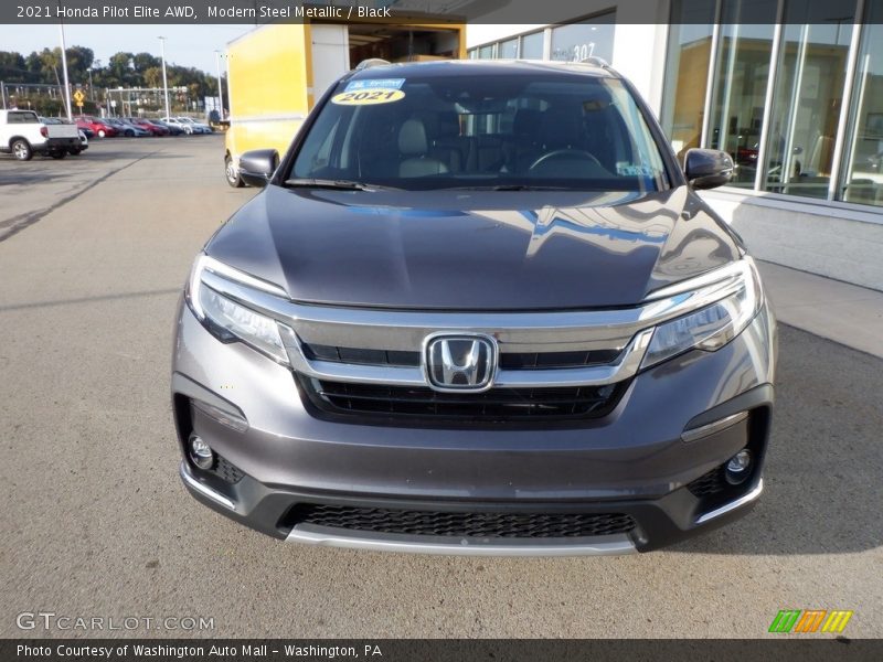 Modern Steel Metallic / Black 2021 Honda Pilot Elite AWD