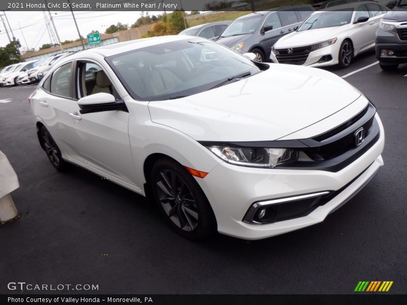 Platinum White Pearl / Ivory 2021 Honda Civic EX Sedan