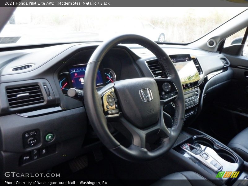 Modern Steel Metallic / Black 2021 Honda Pilot Elite AWD