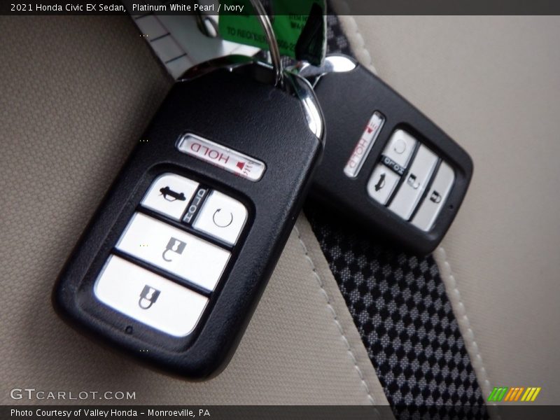 Platinum White Pearl / Ivory 2021 Honda Civic EX Sedan