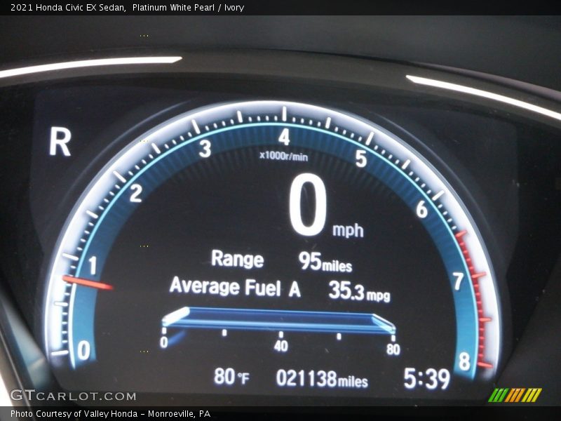 Platinum White Pearl / Ivory 2021 Honda Civic EX Sedan