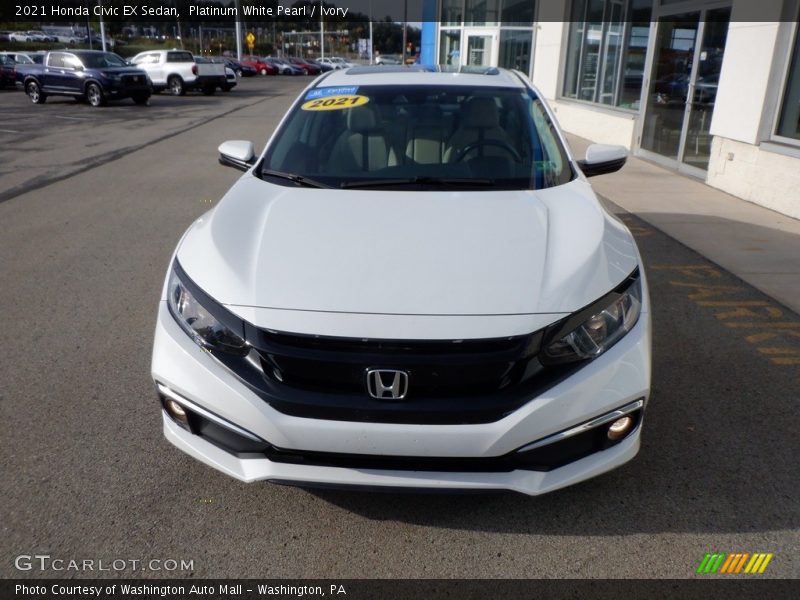 Platinum White Pearl / Ivory 2021 Honda Civic EX Sedan