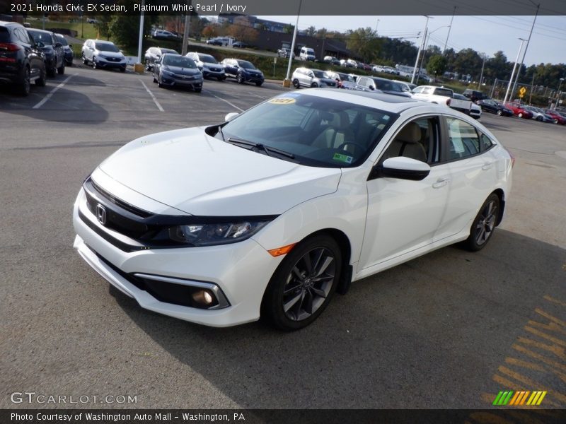 Platinum White Pearl / Ivory 2021 Honda Civic EX Sedan