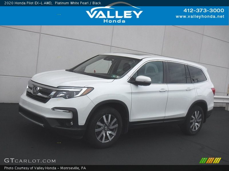 Platinum White Pearl / Black 2020 Honda Pilot EX-L AWD