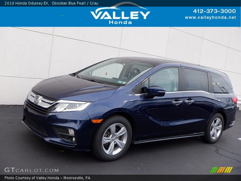 Obsidian Blue Pearl / Gray 2019 Honda Odyssey EX