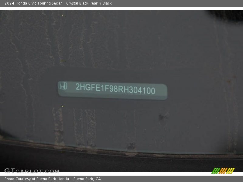 Crystal Black Pearl / Black 2024 Honda Civic Touring Sedan
