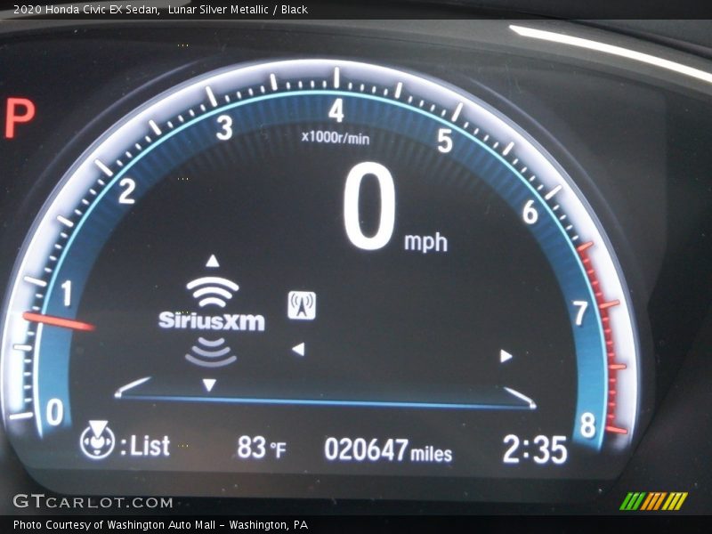 Lunar Silver Metallic / Black 2020 Honda Civic EX Sedan