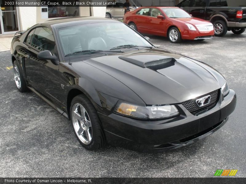 Black / Black Charcoal Leather 2003 Ford Mustang GT Coupe
