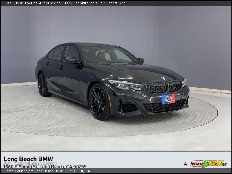 Black Sapphire Metallic / Tacora Red 2022 BMW 3 Series M340i Sedan
