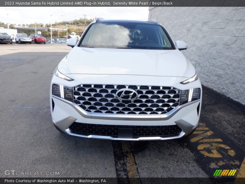 Serenity White Pearl / Beige/Black 2023 Hyundai Santa Fe Hybrid Limited AWD Plug-In Hybrid